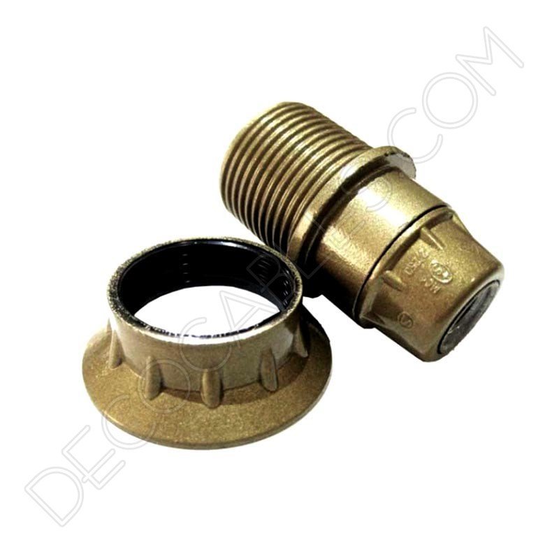 Portalámparas baquelita para pantalla con arandela E14 dorado Portalámparas baquelita para pantalla con arandela E14 dorado