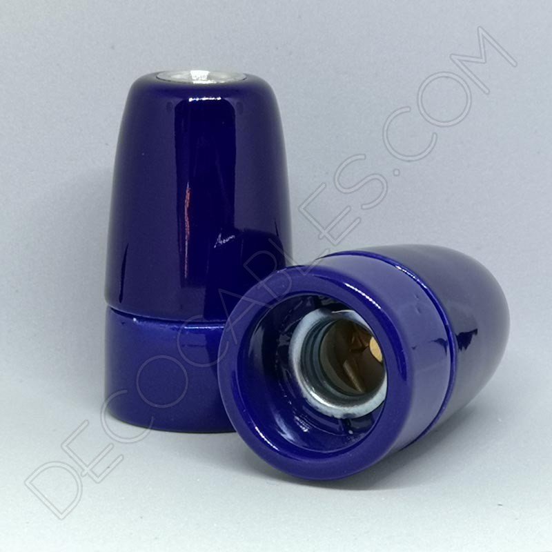 Portalámparas cerámico azul casquillo E14 Portalámparas cerámico azul casquillo E14