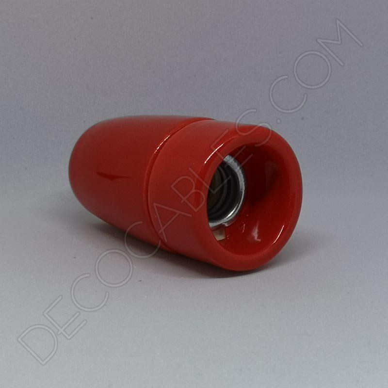 Portalámparas cerámico rojo casquillo E14 Portalámparas cerámico rojo casquillo E14