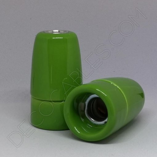 Portalámparas cerámico E14 (Varios colores) 6 Portalámparas cerámico verde claro casquillo E14