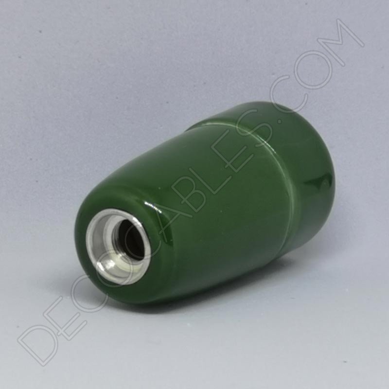 Portalámparas cerámico verde oscuro casquillo E14 Portalámparas cerámico verde oscuro casquillo E14