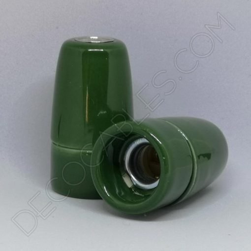Portalámparas cerámico E14 (Varios colores) 10 Portalámparas cerámico verde oscuro casquillo E14