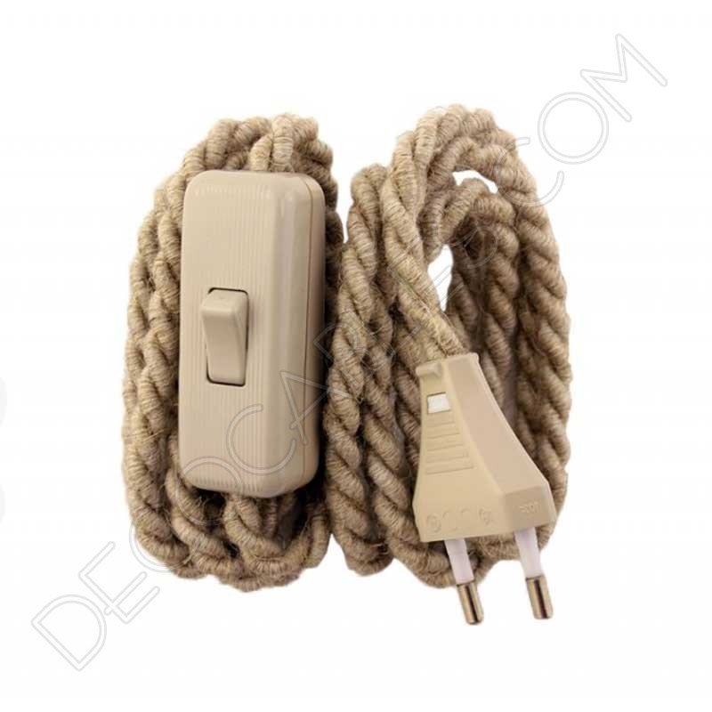 cable trenzado con interruptor y clavija gris claro cable trenzado con interruptor y clavija gris claro
