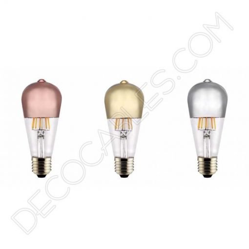 Bombilla Pebetero filamento Led espejo dorado 8 Bombilla pebetero filamento led reflectora con cúpula espejo