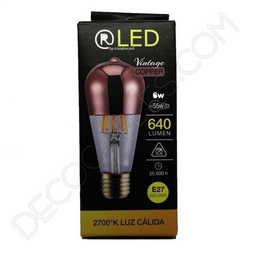Bombilla pebetero filamento led reflectora con cúpula espejo cobre
