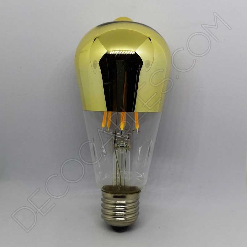Bombilla pebetero filamento led reflectora con cúpula espejo dorada Bombilla pebetero filamento led reflectora con cúpula espejo dorada