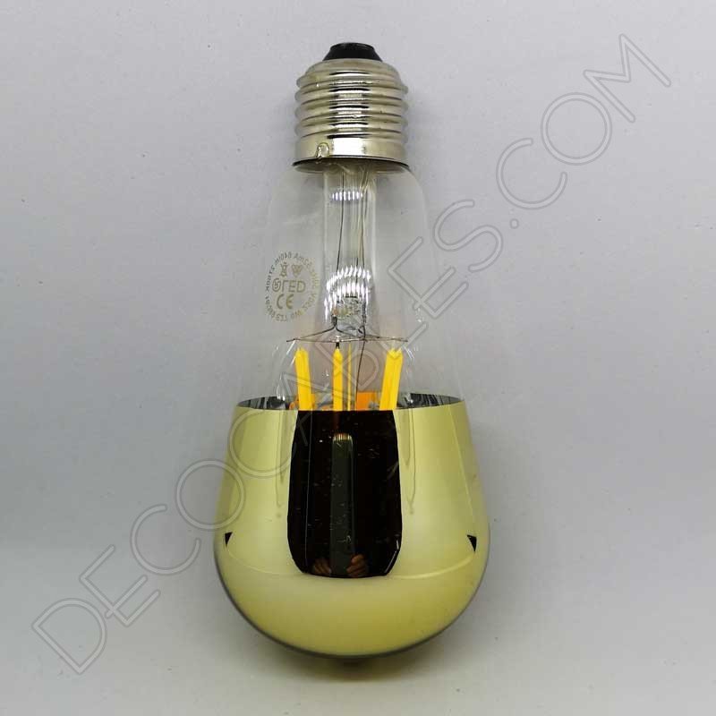Bombilla pebetero filamento led reflectora con cúpula espejo dorada Bombilla pebetero filamento led reflectora con cúpula espejo dorada