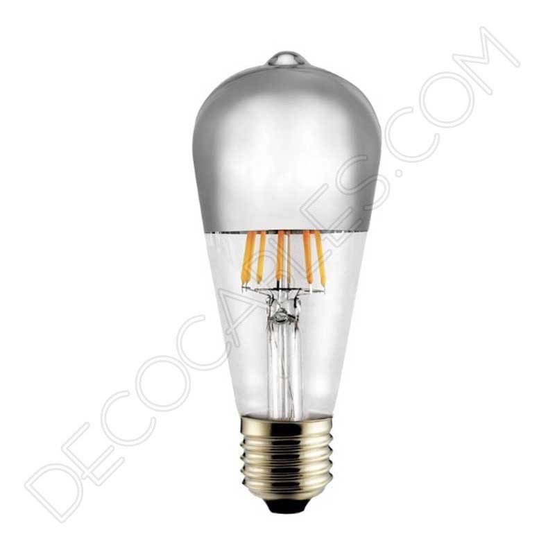 Bombilla pebetero filamento led reflectora con cúpula espejo plata Bombilla pebetero filamento led reflectora con cúpula espejo plata