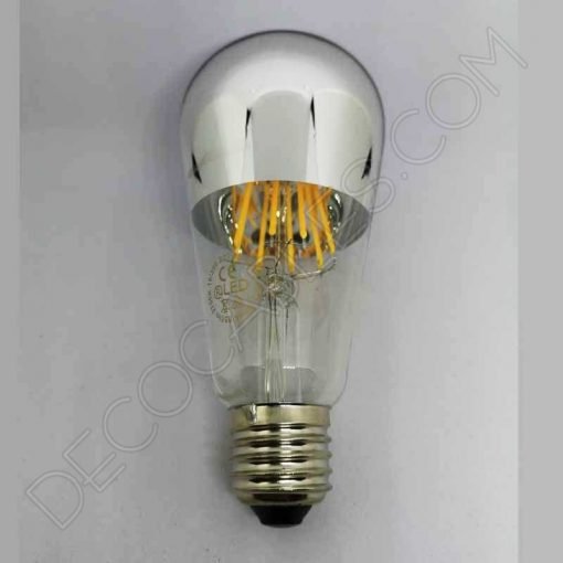 Bombilla Pebetero filamento Led espejo plata 3 Bombilla pebetero filamento led reflectora con cúpula espejo plata