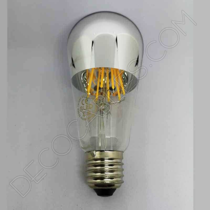 Bombilla pebetero filamento led reflectora con cúpula espejo plata Bombilla pebetero filamento led reflectora con cúpula espejo plata
