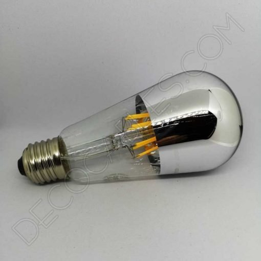 Bombilla Pebetero filamento Led espejo plata 2 Bombilla pebetero filamento led reflectora con cúpula espejo plata