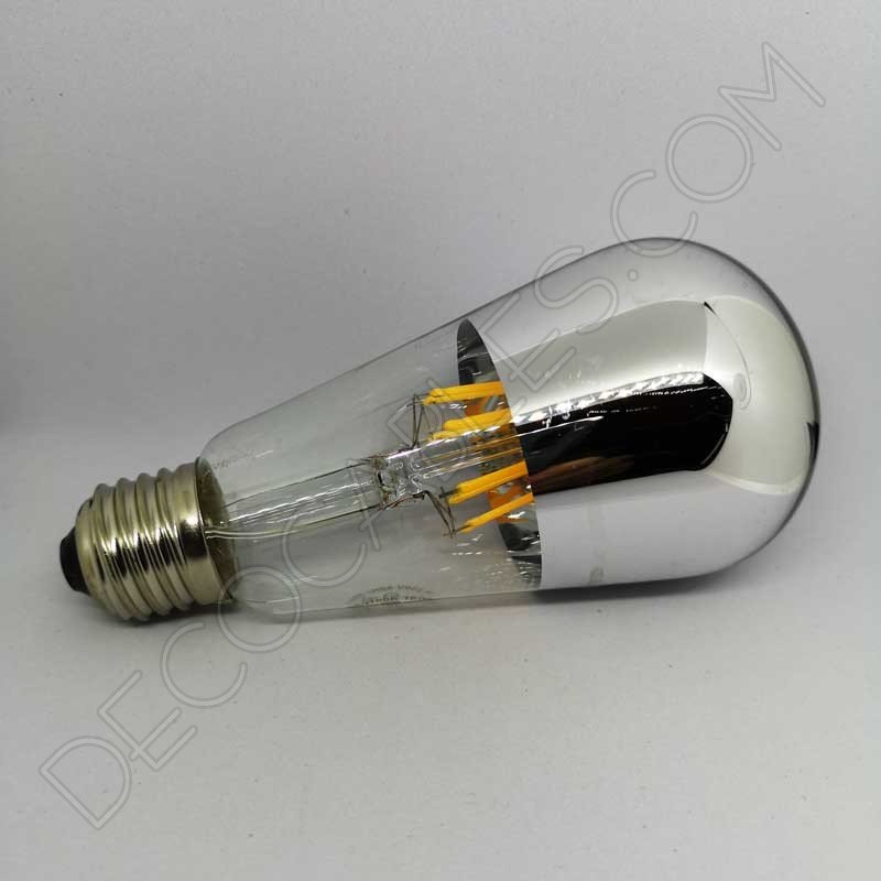 Bombilla pebetero filamento led reflectora con cúpula espejo plata Bombilla pebetero filamento led reflectora con cúpula espejo plata