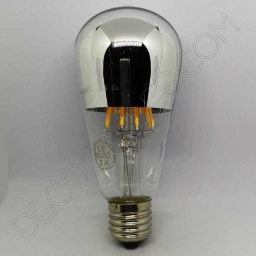 Bombilla pebetero filamento led reflectora con cúpula espejo plata