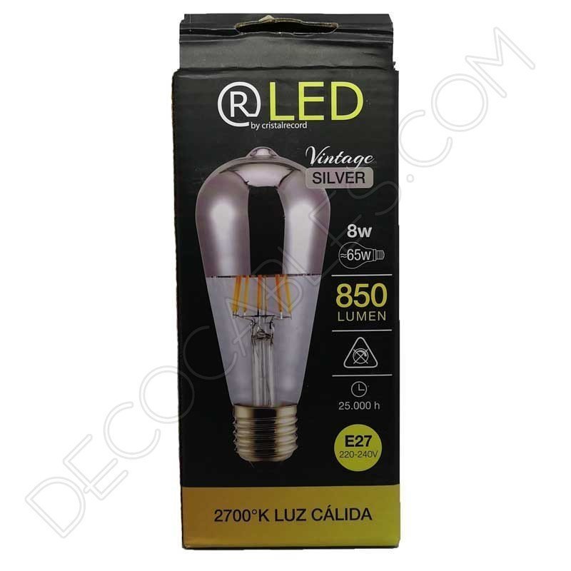 Bombilla pebetero filamento led reflectora con cúpula espejo plata Bombilla pebetero filamento led reflectora con cúpula espejo plata