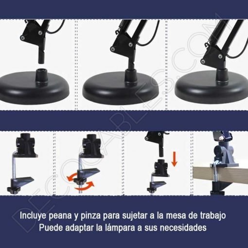 Flexo de escritorio articulable Antígona color negro