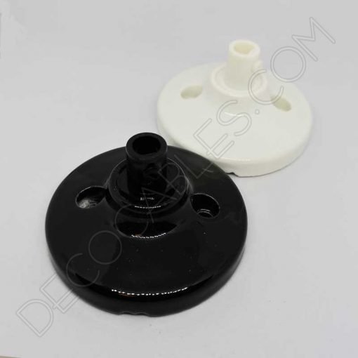 Florón pequeño cerámica esmaltada (negro) 5 Florón cerámico pequeño negro para soporte de lámparas