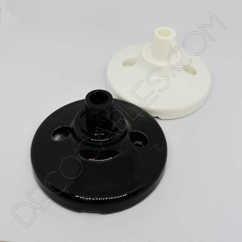 Florón cerámico pequeño negro para soporte de lámparas Florón cerámico pequeño negro para soporte de lámparas