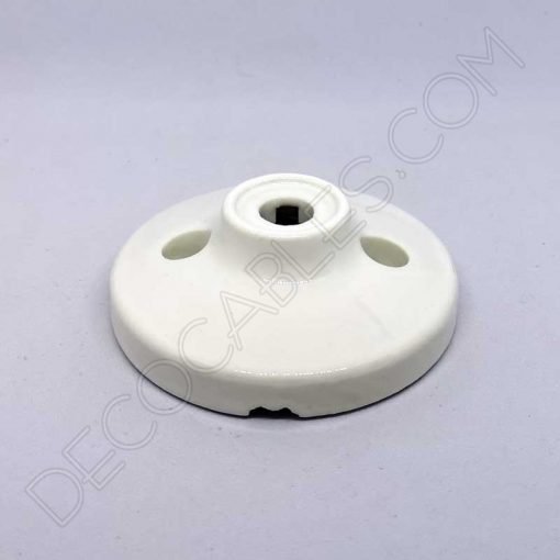 Florón cerámico pequeño blanco para soporte de lámparas