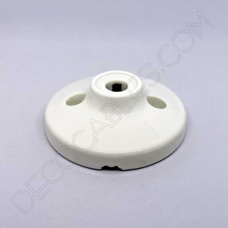 Florón cerámico pequeño blanco para soporte de lámparas Florón cerámico pequeño blanco para soporte de lámparas