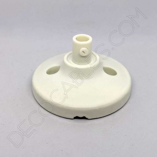 Florón cerámico pequeño blanco para soporte de lámparas