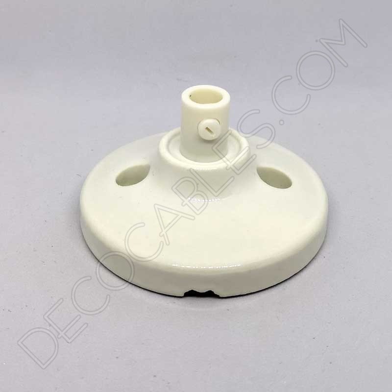 Florón cerámico pequeño blanco para soporte de lámparas Florón cerámico pequeño blanco para soporte de lámparas
