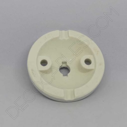 Florón pequeño cerámica esmaltada (blanco) 3 Florón cerámico pequeño blanco para soporte de lámparas