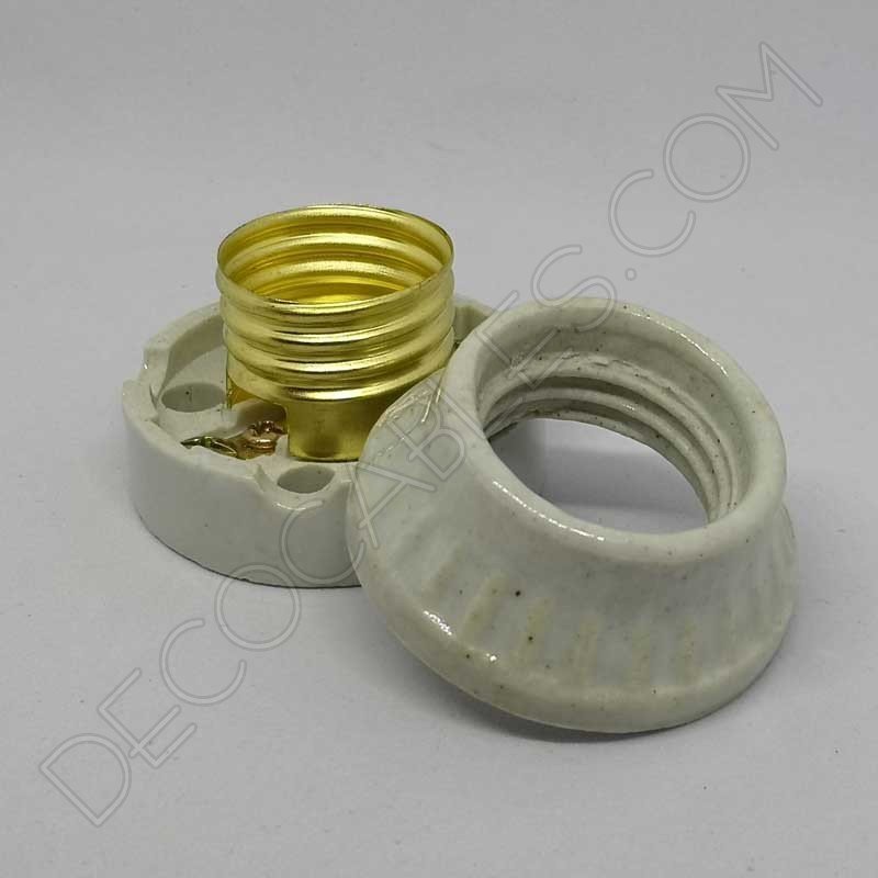 Portalámparas retro cerámico de superficie E27 blanco mate Portalámparas retro cerámico de superficie E27 blanco mate