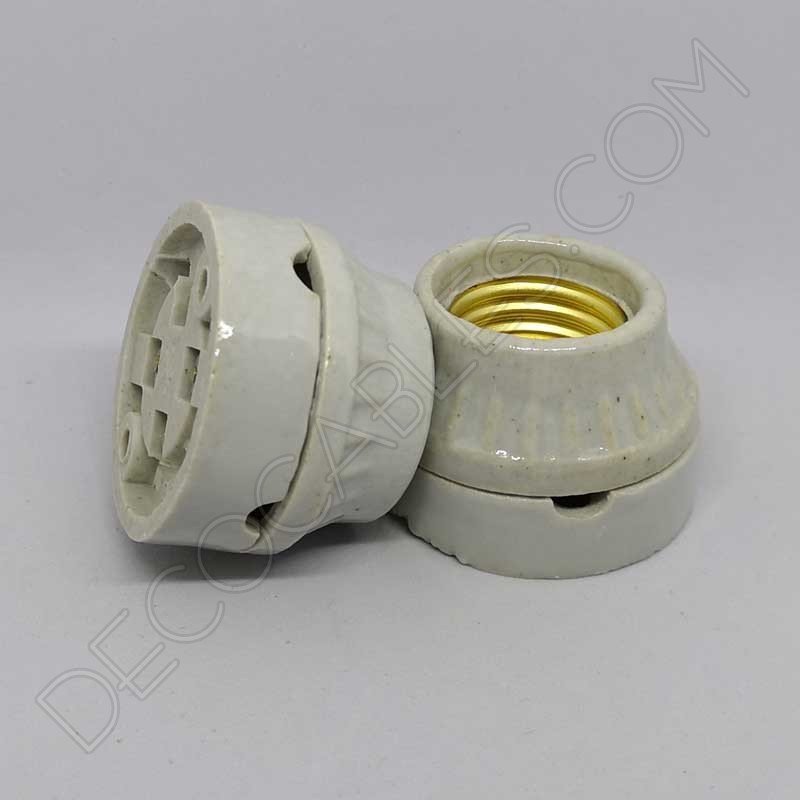 Portalámparas retro cerámico de superficie E27 blanco mate Portalámparas retro cerámico de superficie E27 blanco mate