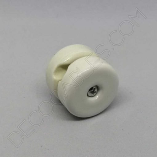 aislador de porcelana blanco para cable redondo textil o de silicona