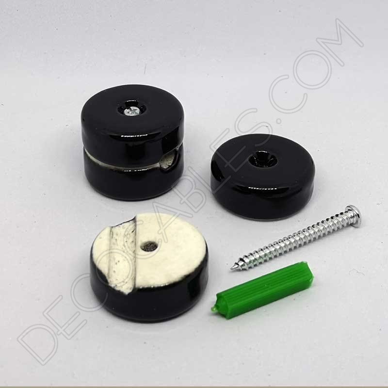 aislador de porcelana negro para cable redondo textil o de silicona aislador de porcelana negro para cable redondo textil o de silicona