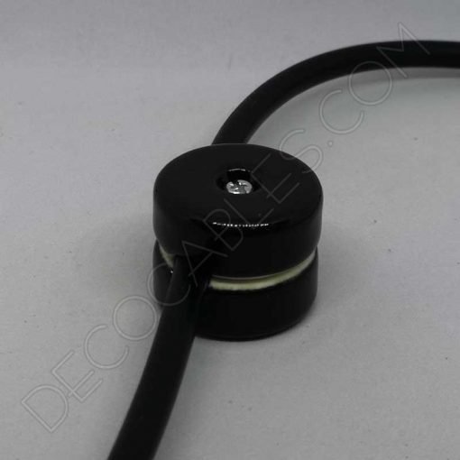 aislador de porcelana negro para cable redondo textil o de silicona