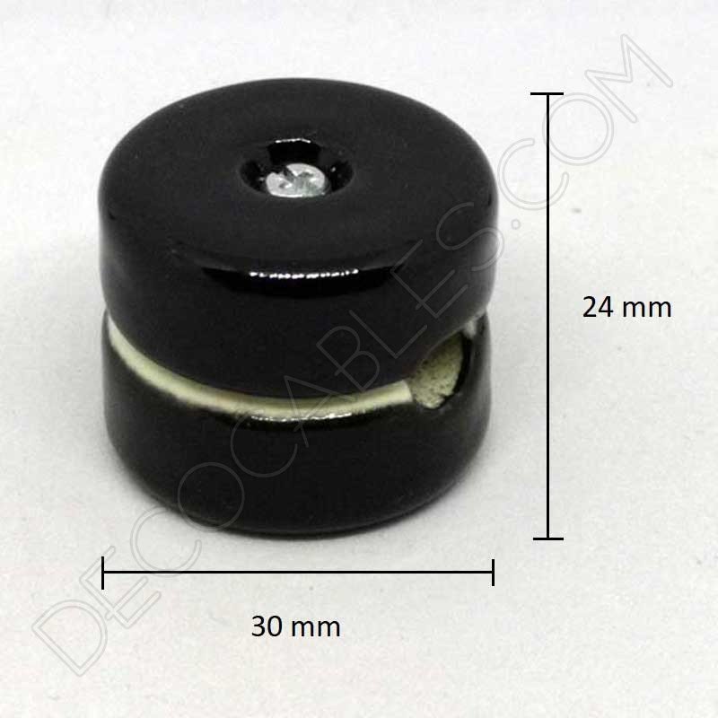 aislador de porcelana negro para cable redondo textil o de silicona aislador de porcelana negro para cable redondo textil o de silicona