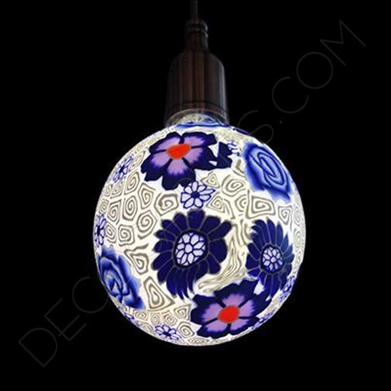 Bombilla led decorativa de silicona modelo globo casquillo E27 flor azul Bombilla led decorativa de silicona modelo globo casquillo E27 flor azul