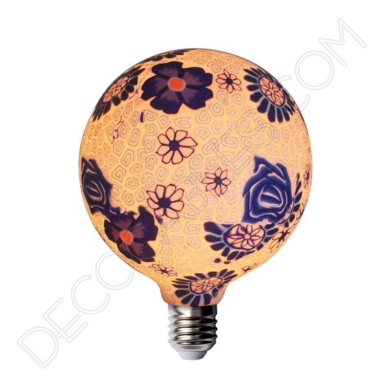 Bombilla led decorativa de silicona modelo globo casquillo E27 flor azul Bombilla led decorativa de silicona modelo globo casquillo E27 flor azul