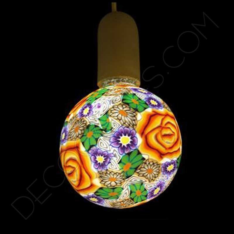 Bombilla led decorativa de silicona modelo globo casquillo E27 flor naranja