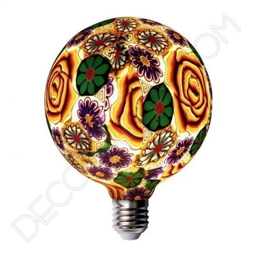 Bombilla led decorativa de silicona modelo globo casquillo E27 flor naranja