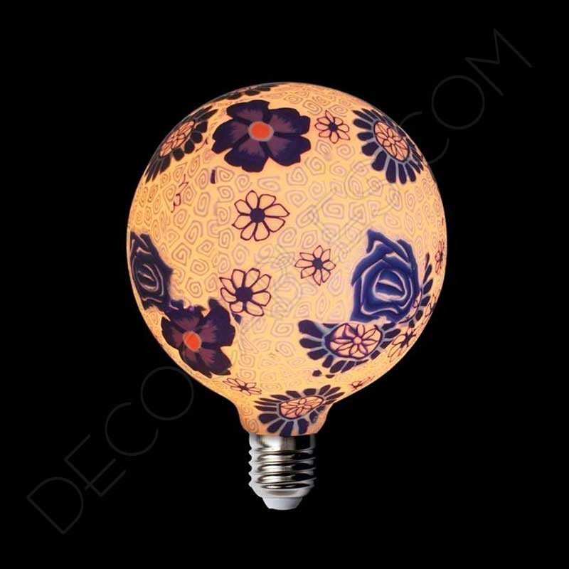 Bombilla led decorativa de silicona modelo globo casquillo E27 flor azul Bombilla led decorativa de silicona modelo globo casquillo E27 flor azul