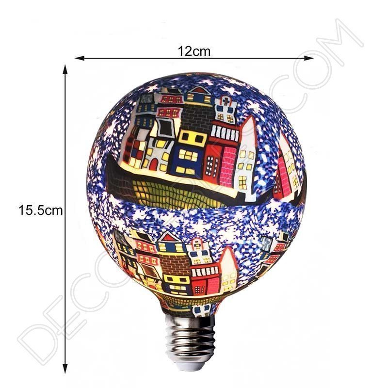 Bombilla led decorativa de silicona modelo globo casquillo E27 motivos casas Bombilla led decorativa de silicona modelo globo casquillo E27 motivos casas