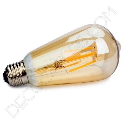 Decocables. Tienda de cables, de bombillas y de lámparas 26 Bombilla decorativa de filamento led modelo pebetero gold cristal ámbar e27 4w