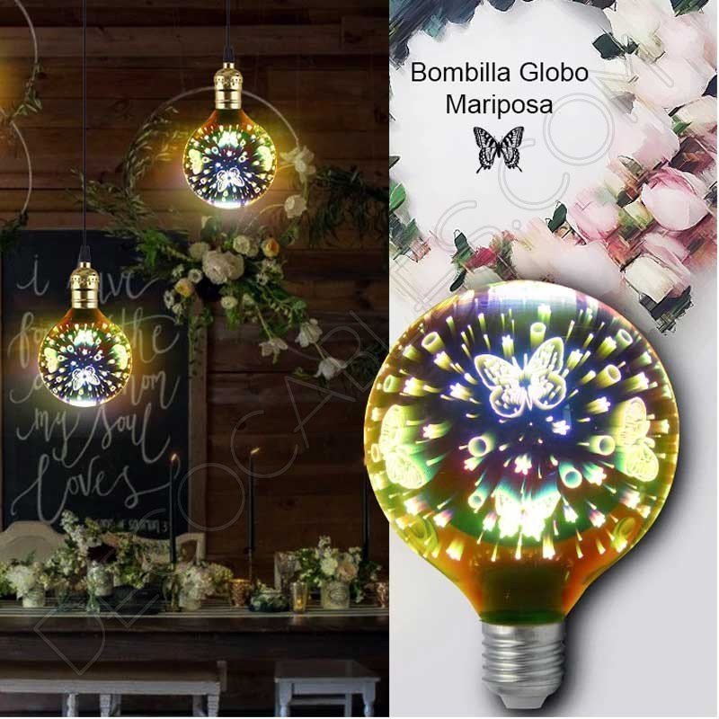 Bombilla globo Led modelo mariposa 3D 4W E27 G125 Bombilla globo Led modelo mariposa 3D 4W E27 G125