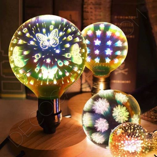 Bombilla led decorativa globo mariposa 3D 2 Bombilla globo Led modelo mariposa 3D 4W E27 G125