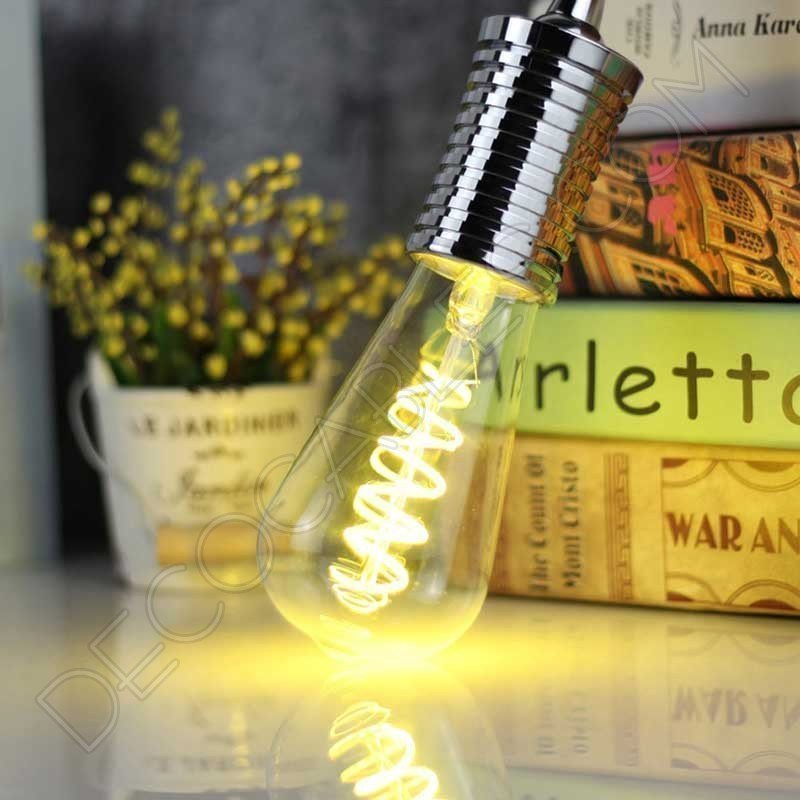 Bombilla pebetero filamento led espiral luz de color amarilla Bombilla pebetero filamento led espiral luz de color amarilla
