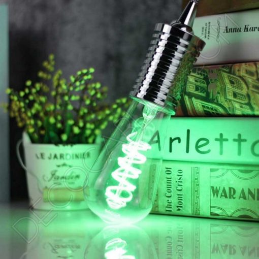 Bombilla pebetero filamento Led espiral de colores 7 Bombilla pebetero filamento led espiral luz de color verde