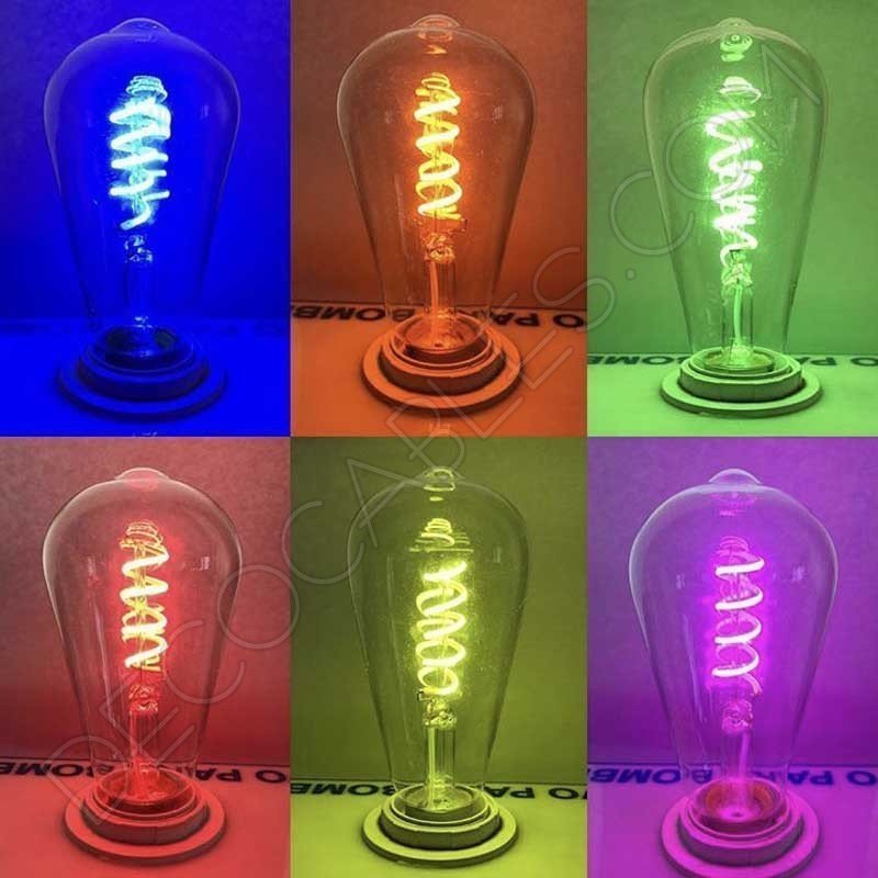 Bombilla pebetero filamento led espiral luz de colores Bombilla pebetero filamento led espiral luz de colores