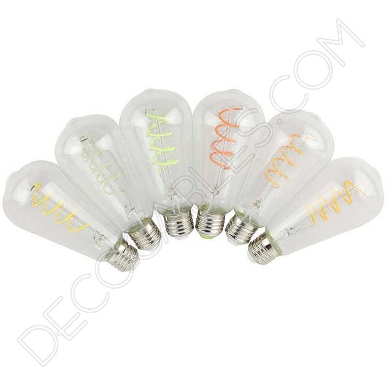 Bombilla pebetero filamento led espiral luz de colores Bombilla pebetero filamento led espiral luz de colores