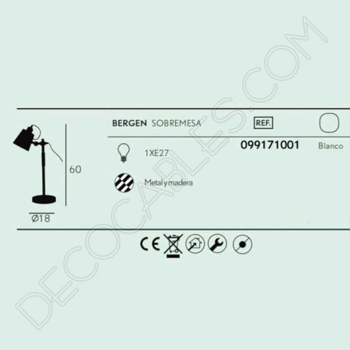 Lámpara flexo de escritorio estilo nórdico modelo Bergen 4 Flexo de estilo nórdico contemporáneo en color blanco modelo Bergen 1xE27