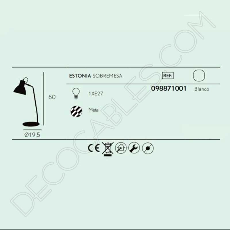 Flexo de estilo nórdico contemporáneo en color blanco modelo Estonia 1xE27 Flexo de estilo nórdico contemporáneo en color blanco modelo Estonia 1xE27