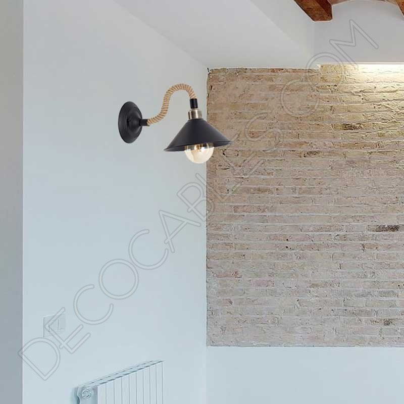 Lámpara aplique de pared rústica soga de cuerda de cáñamo vintage Lámpara aplique de pared rústica soga de cuerda de cáñamo vintage