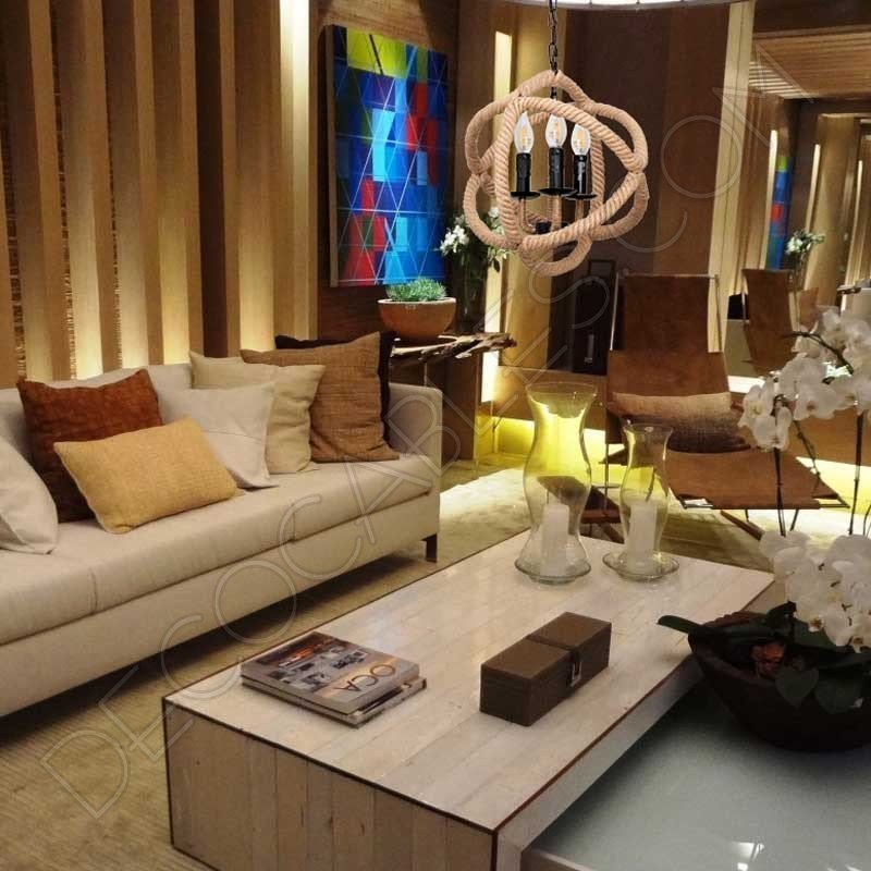 Lámpara colgante de soga de cuerda de cáñamo de forma esférica Lámpara colgante de soga de cuerda de cáñamo de forma esférica