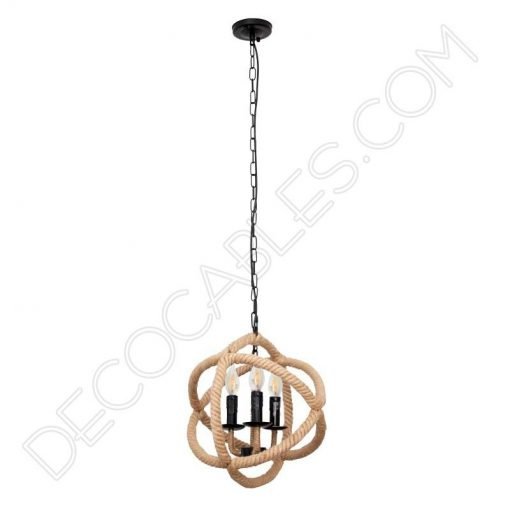 Lámpara colgante de soga de cuerda de cáñamo de forma esférica